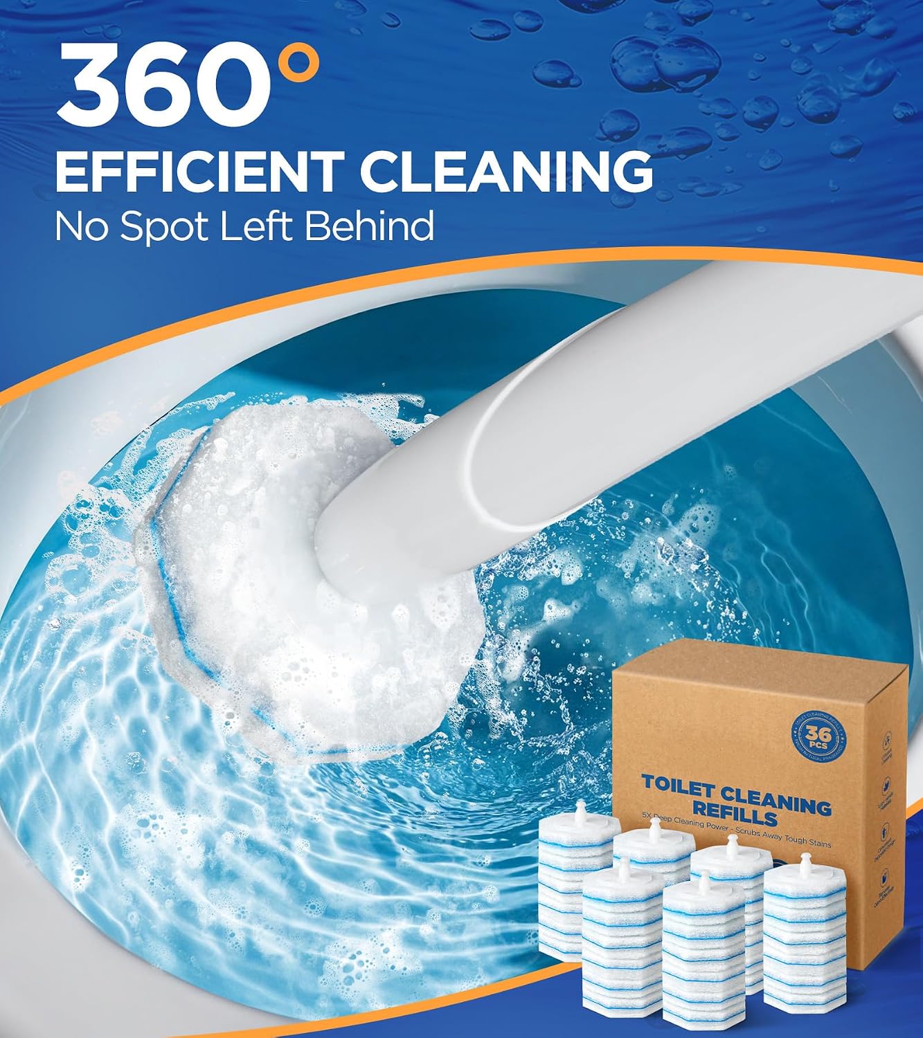 36 Count Toilet Wand Refills For Clorox Toilet Wand, 5X Cleaning Power Toilets Bowl Cleaners With Exclusive Formula, High-Density Disposable Toilets Brush Scrubber - No Falling Apart, Fresh Fragrance