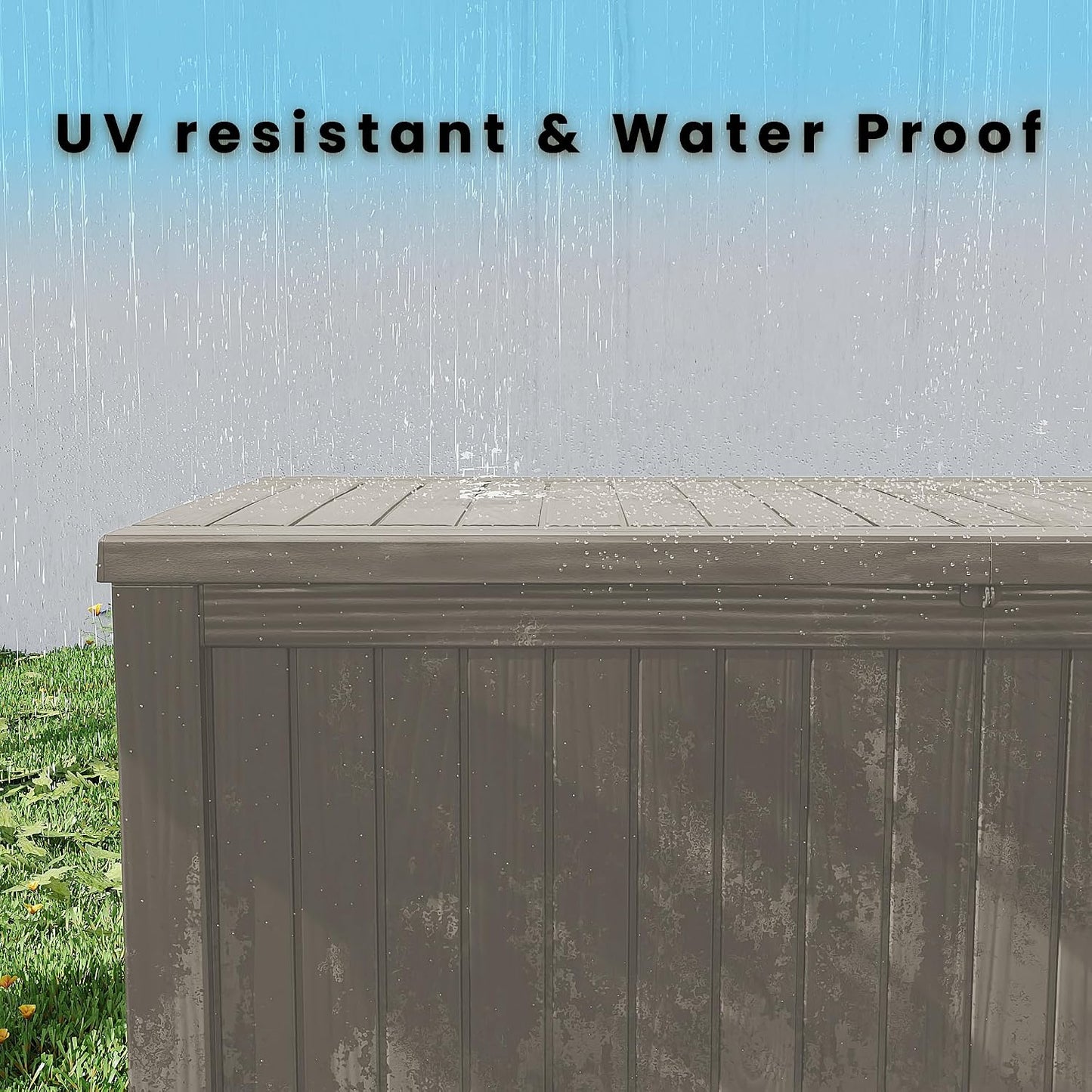 Outdoor Storage Box 325GAL Waterproof Resin Deck Box,Pool Accessories Supplies，UV-Resistant Lockable Package Delivery Bin for Garden Tools,Large Patio Outside Cushions,Chest,Furniture,Black