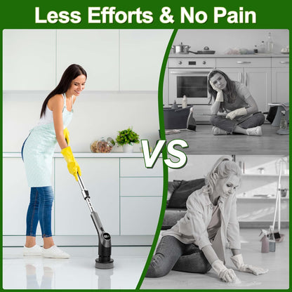 Electric Spin Scrubber, Shower Scrubber with Long Handle Adjustable LCD Display, 2 Speed Shower Cleaner, 7 Replaceable Brush Heads Bathroom Cleaning Brush, Bath Tub Power Scrubbers Black G3