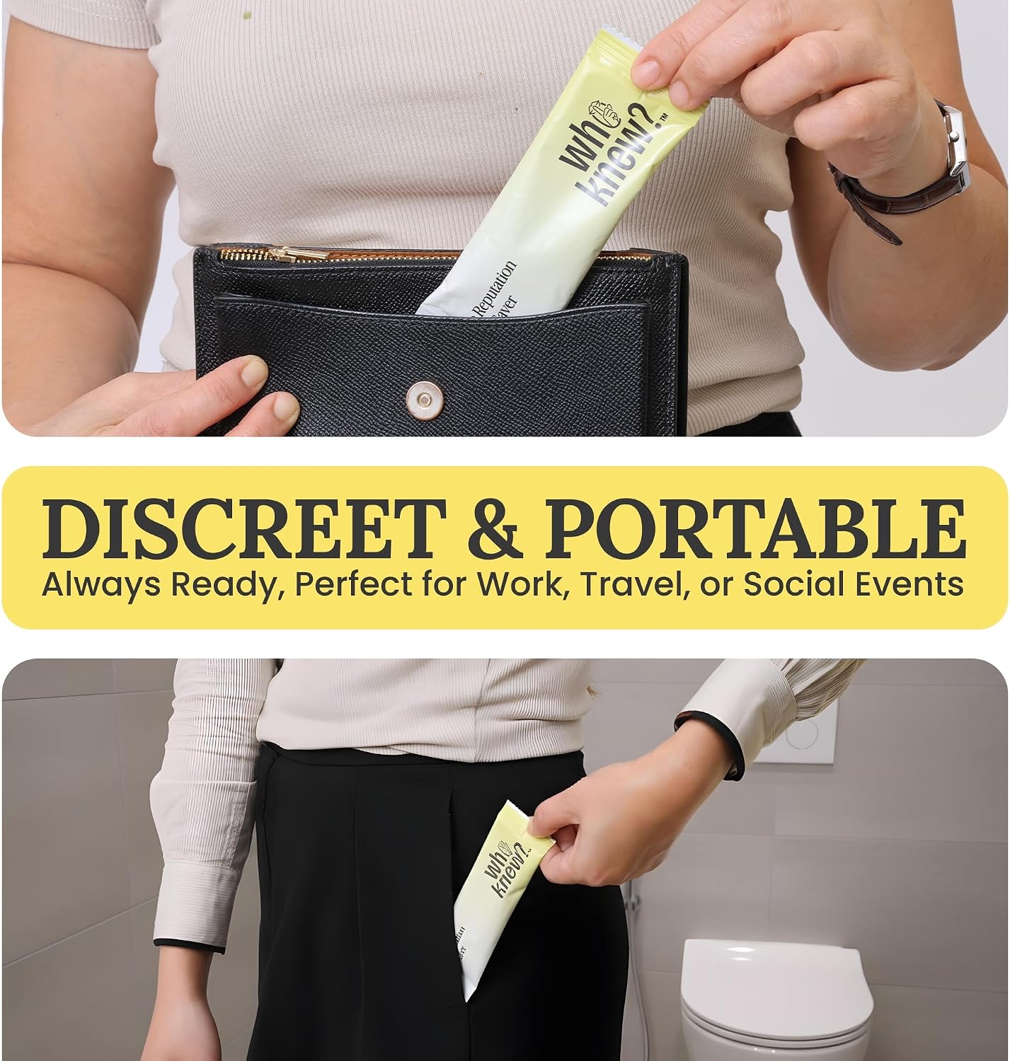 Who Knew Toilet Bombs for Smell - 14 Citrus Sachets | Drop Before You Go Poop | Toilet Odor Eliminator & Poop Smell Eliminator | Portable Bathroom Deodorizer for Travel, Guest Bathrooms & On-The-Go