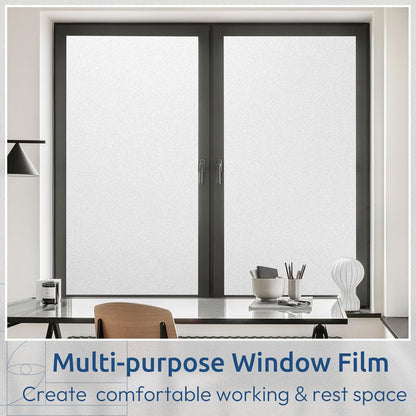 rabbitgoo Window Privacy Film, Frosted Glass Window Clings, Static Cling UV Heat Blocking Door Stickers for Home Bathroom, Removable Indoor Decal Coverings Day and Night, Pure, 17.5 x 78.7 Inches