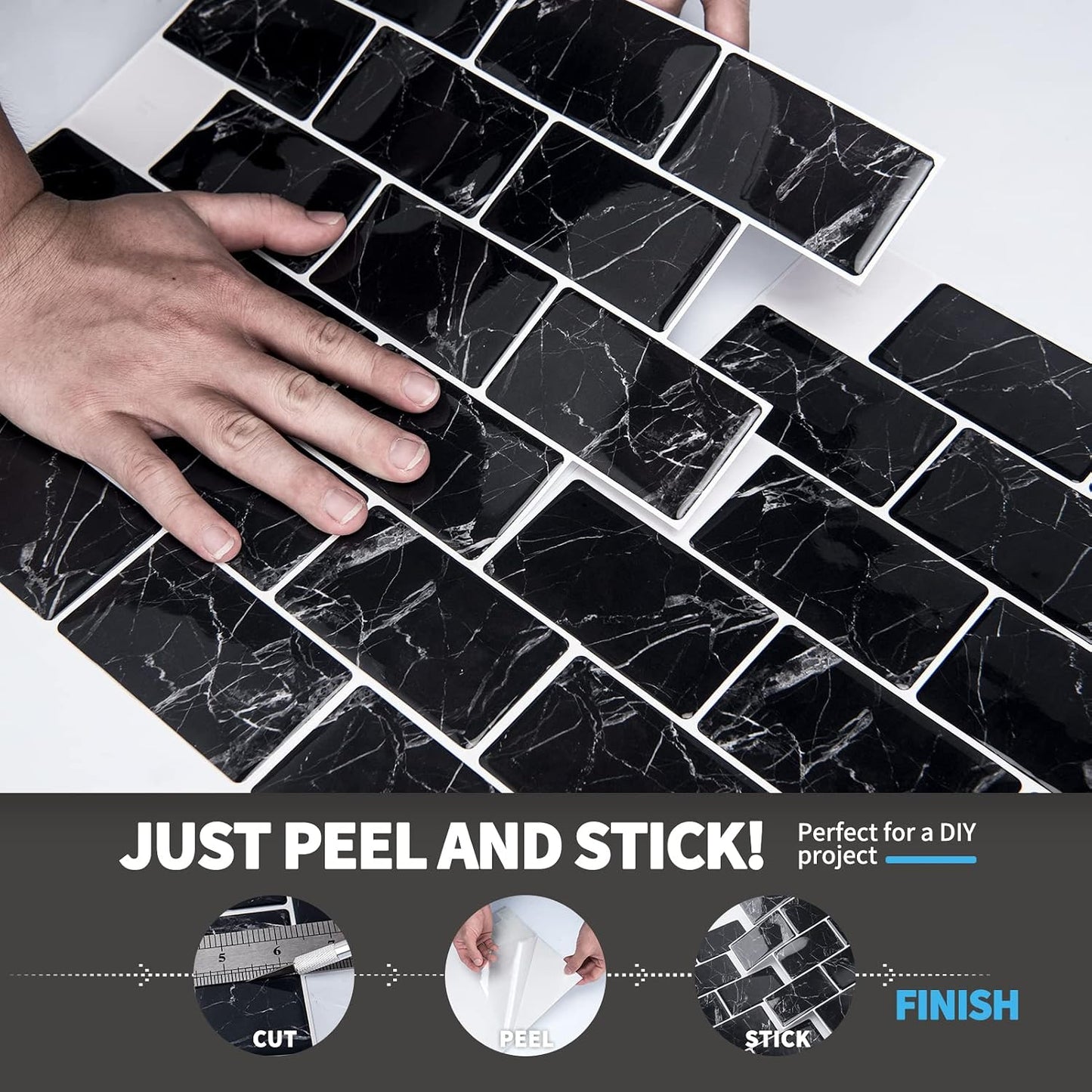 Art3d Premium 10-Sheet Peel and Stick Tile Backsplash - 12"x12" for Kitchen , Bright White