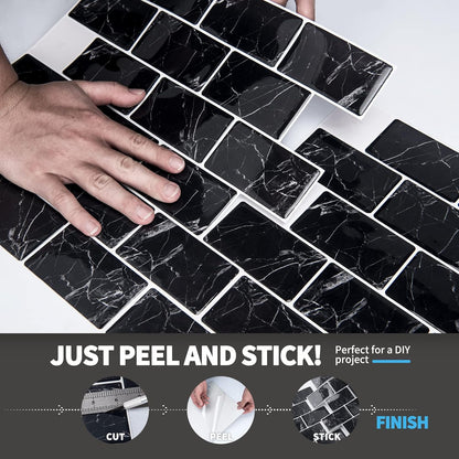 Art3d Premium 10-Sheet Peel and Stick Tile Backsplash - 12"x12" for Kitchen , Bright White