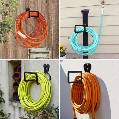 Hose Holder Wall Mount, Heavy Duty Hose Hanger for Outside Metal Hook for Water Hoses Outdoor Organizer Study Rack for Garden Hoses, 2 Pack