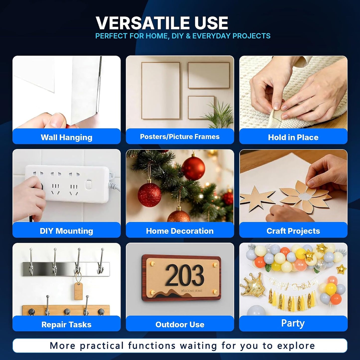Nano Double Sided Tape, Removable Reusable Mounting Tape | Heavy Duty Hold | Removable No Residue | Washable & Reusable | Waterproof Clear Tape