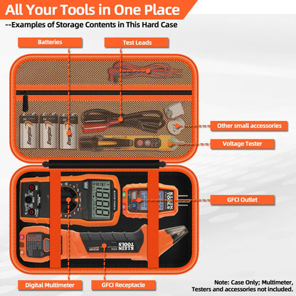 Storage Case Only for Klein Tools Electrical Testers -Hard Protective Carrying Bag Compatible with 80101 Circuit Breaker Finder Kit & ET310/ 69149P Digital Multimeter, XL Size (Does NOT Include Tools)