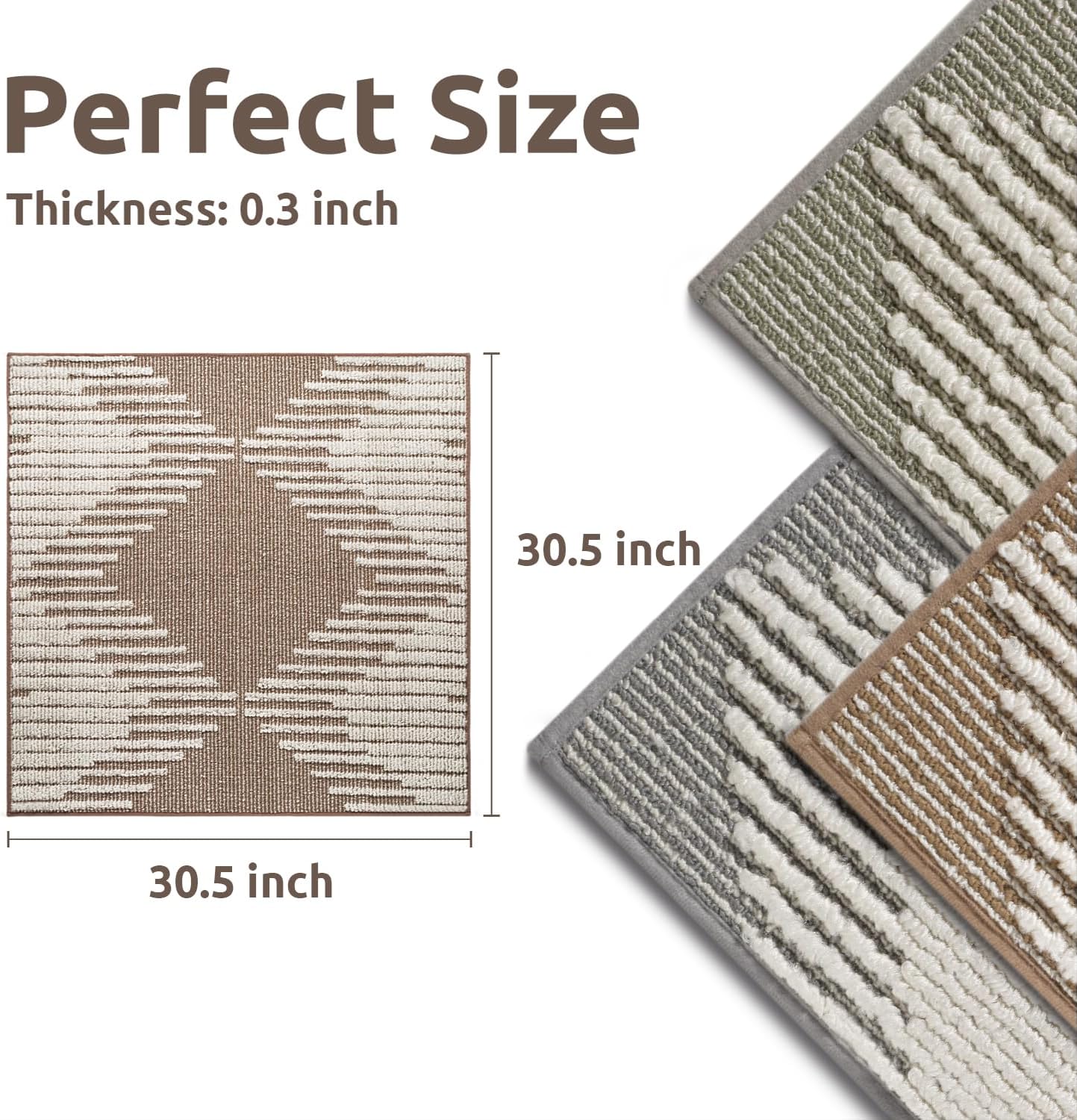 PADOOR 15PC Stair-Treads Non Slip, 3D Peel and Stick Stair Treads for Wooden Steps Indoor, Stair-Carpet Treads Washable Reusable Adhesive Stair-Runner Rugs for Kids and Dogs 8"x30" Brown