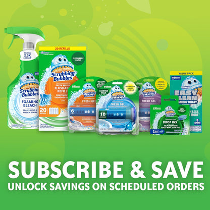 Scrubbing Bubbles Toilet Bowl Cleaning System with Flushable & Disposable Cleaner Refill Pads, Fights Odors and Helps Remove Limescale & Hard Water Stains, Citrus Scent, 1 Wand + 4 Refills + 1 Stand