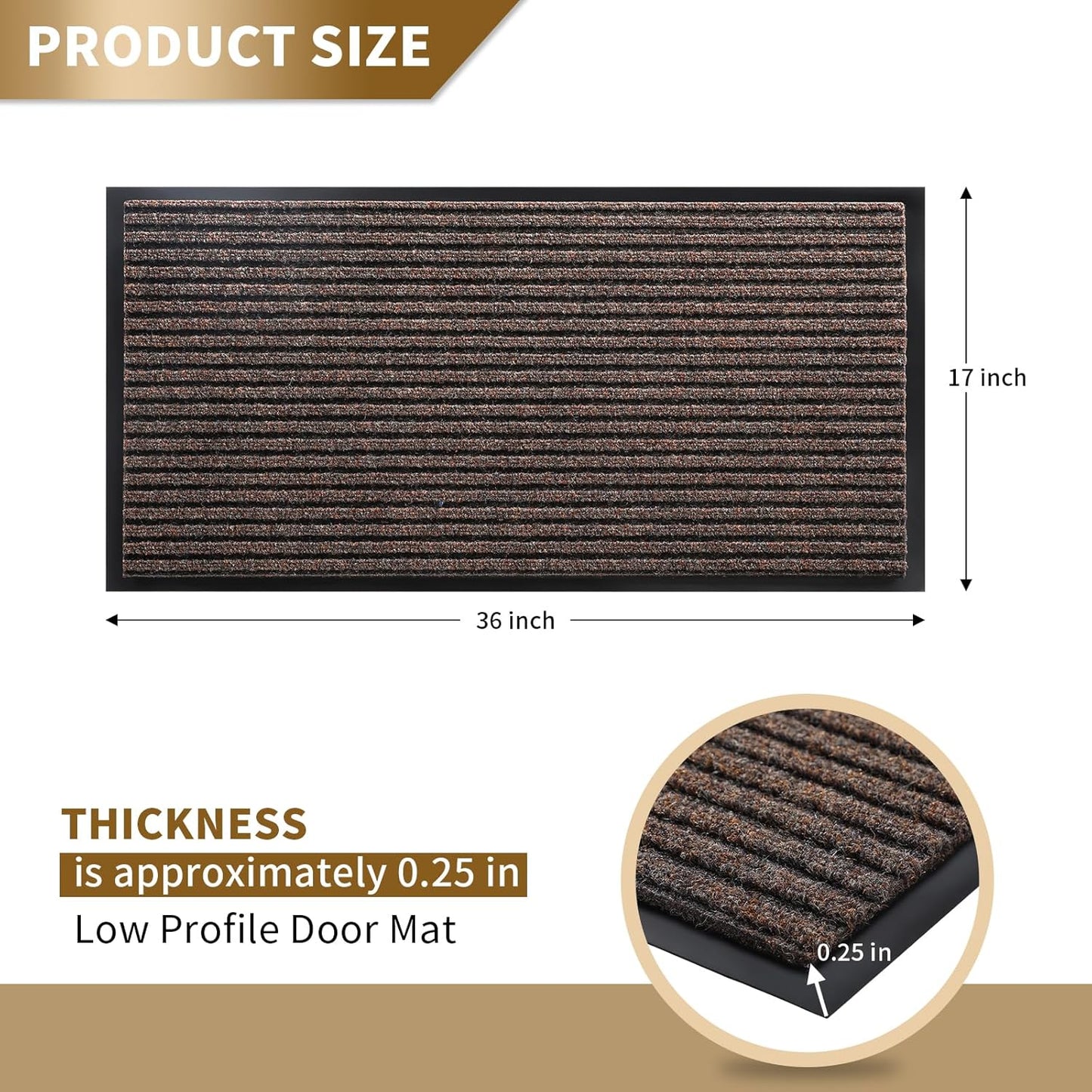 Yimobra Welcome Mat, Heavy Duty Sturdy Door Mats for Home Entrance Outdoor Indoor, Front Doormat for Outside Patio Floor Entry Porch Garage Office, Waterproof, Low Profile, 29.5x17, Black Grey
