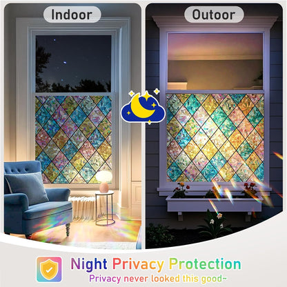 SUNBABY Reeded Glass Window Privacy Film, Frosted Glass Window Film for Bathroom & Front Door, Static Cling Decorative 3D Window Stickers Day and Night Privacy Sun Heat Blocking (17.5 x 78.7 Inch)