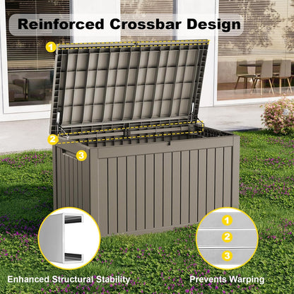 320 Gallon Waterproof Outdoor Storage Box, UV Resistant Resin Deck Box with Hydraulic Rod for Reinforced Stability, Perfect for Patio, Garden, and Pool（Black，320 Gallon）