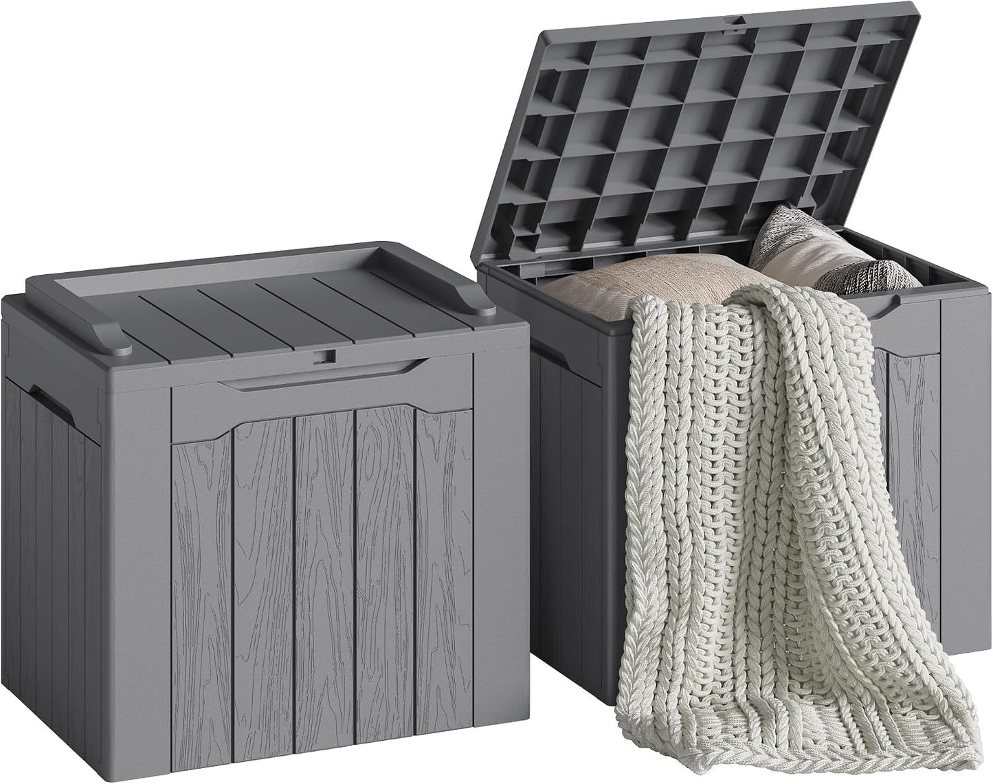 Devoko 30 Gallon Resin Deck Box Waterproof Outdoor Storage Box for Patio Furniture Pool Accessories Indoor Storage for Cushion Garden Tools (30 Gallon, Black)