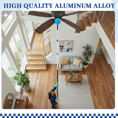36ft Extra Long High Ceiling Duster with Extension Pole, Long Reach Cleaning Kit for Ceiling Fans, Windows & Cobwebs, Telescoping Pole with 6 Attachments for Home Church Warehouse Cleaning
