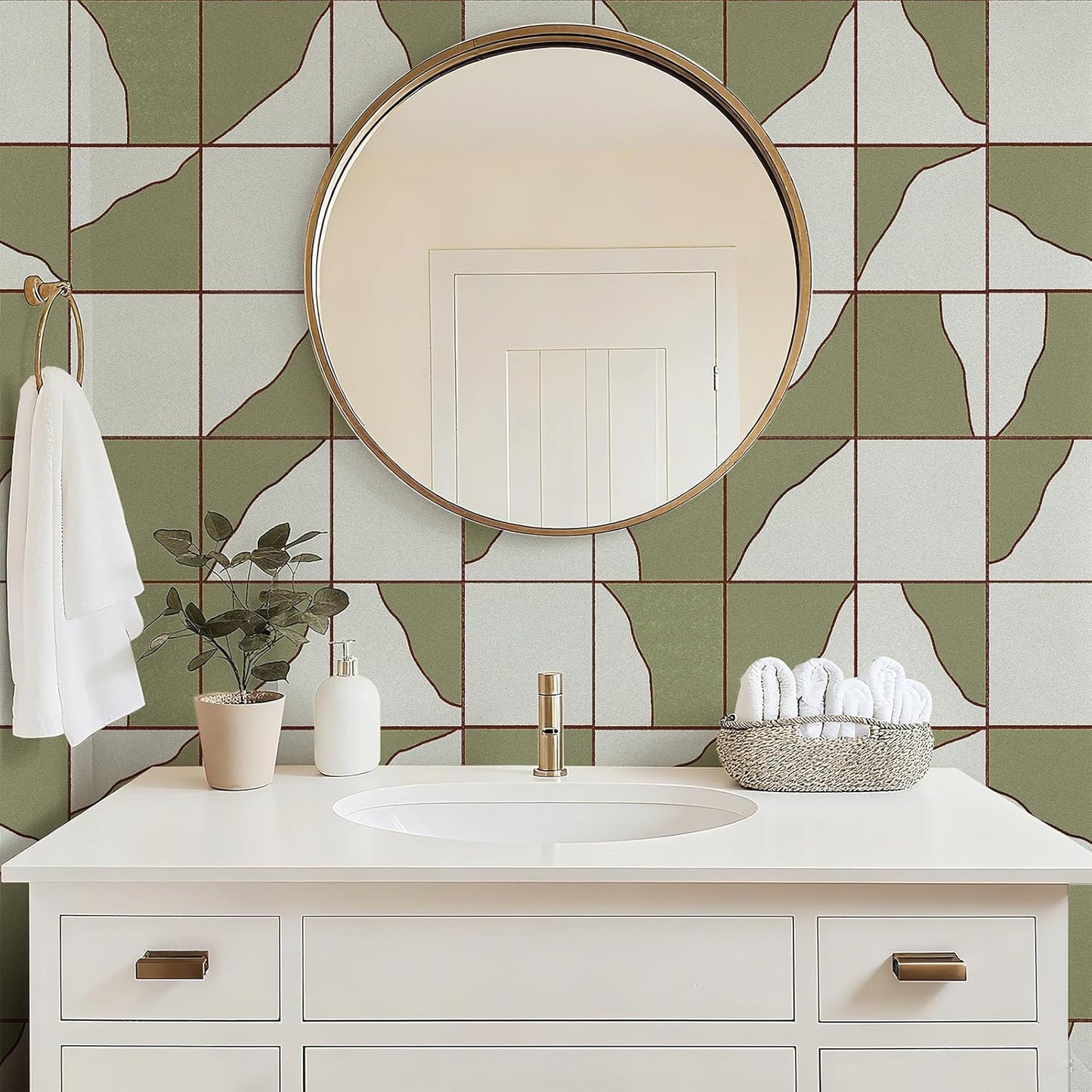 17"x118" Peel and Stick Wallpaper for Renter Friendly, Removable Wallpaper Peel and Stick, Self-Adhesive Textured Contact Paper for Walls, Cabinets, Countertops(Geometric Clay)