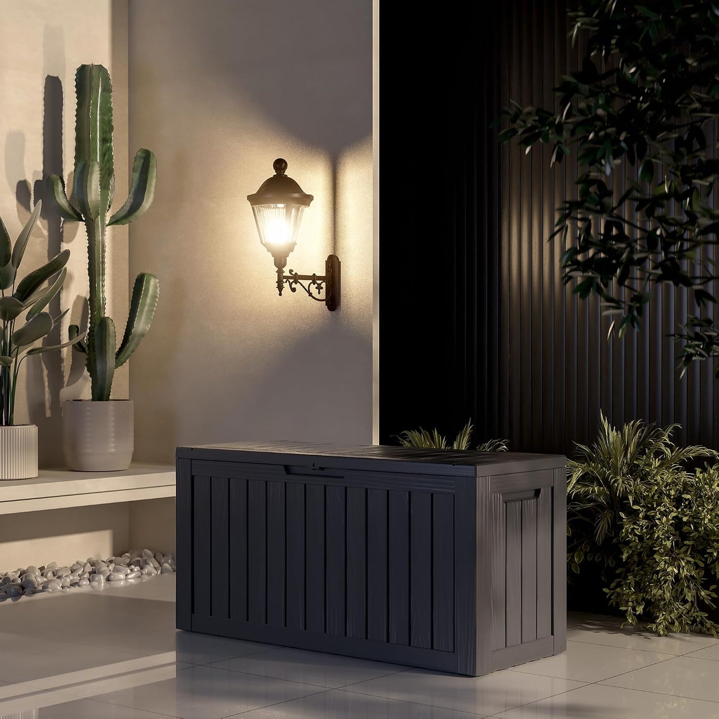 50Gal Outdoor Storage Box Anti-Theft Delivery Box Lockable Deck Box | Heavy-duty UV & weatherproof resin for secure parcel drop, patio cushion storage, garden tools & porch package organization