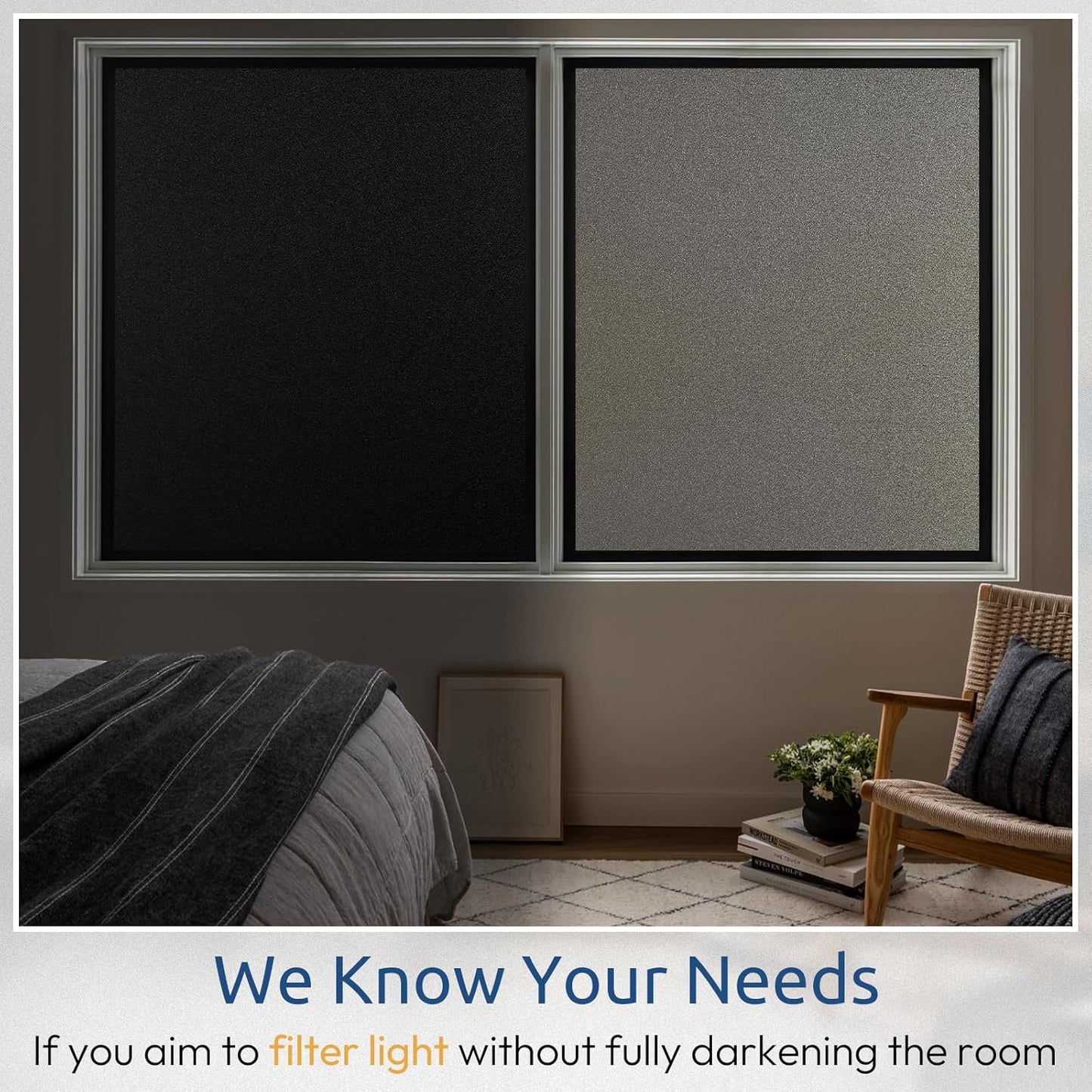 rabbitgoo Window Privacy Film, Frosted Glass Window Clings, Static Cling UV Heat Blocking Door Stickers for Home Bathroom, Removable Indoor Decal Coverings Day and Night, Pure, 17.5 x 78.7 Inches