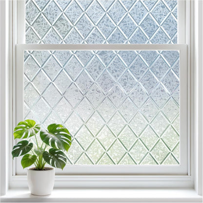 rabbitgoo Window Privacy Film, Decorative Privacy Window Film Sun Blocking, Frosted Glass Cling for Home Door, Non-Adhesive Static Cling Sticker Covering Heat Blocker, Clear, 17.5" x 78.7"