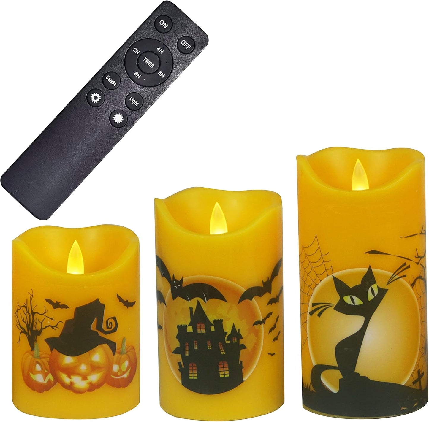 Battery Operated Flameless Candles with Remote Timer Real Wax Realistic Bright Flicker Flickering Electric Electronic LED Pillar Lights Home Wedding Party Decorations Set of 3 Rustic Texture Gray Grey