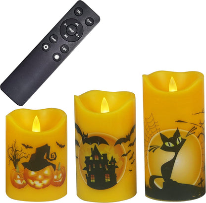 Battery Operated Flameless Candles with Remote Timer Real Wax Realistic Bright Flicker Flickering Electric Electronic LED Pillar Lights Home Wedding Party Decorations Set of 3 Rustic Texture Gray Grey