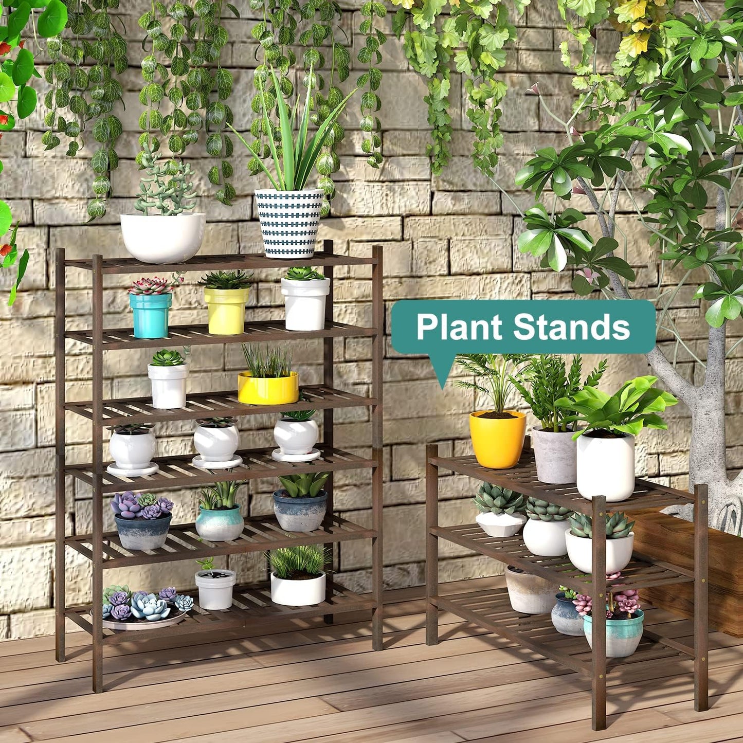 viewcare 3-Tier Black Bamboo Shoe Rack for Entryway, Stackable | Foldable | Natural, Shoe Shelf Storage Organizer for Hallway Closet, Free Standing Shoe Racks for Indoor Outdoor