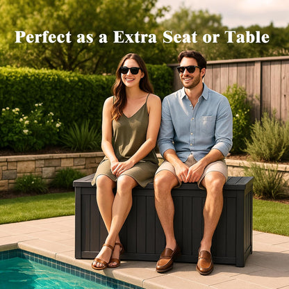 Outdoor Storage Box, 50 Gallon Waterproof Deck Storage Box, Lockable Patio Storage Bins for Package Delivery, Porch, Garden Tool, Cushions, Anti-Theft Weatherproof & UV-Resistant Parcel Drop Box