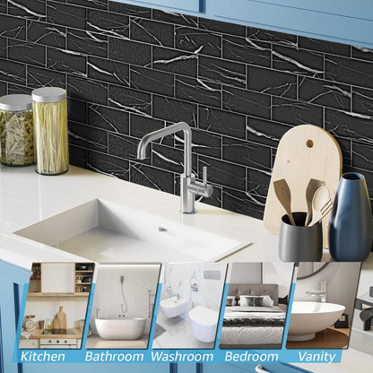Art3d 102-Piece Peel and Stick Wall Tile for Kitchen Backsplash, Bathroom, Fireplace, 3in. × 6in. Stick on Subway Tile, Glossy White