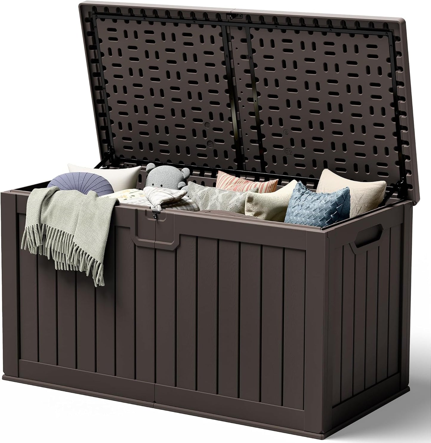 32 Gallon Deck Box Outdoor Indoor Waterproof Storage Box for Patio Furniture, Pool Accessories, Garden Tools, and Cushion Storage, Black