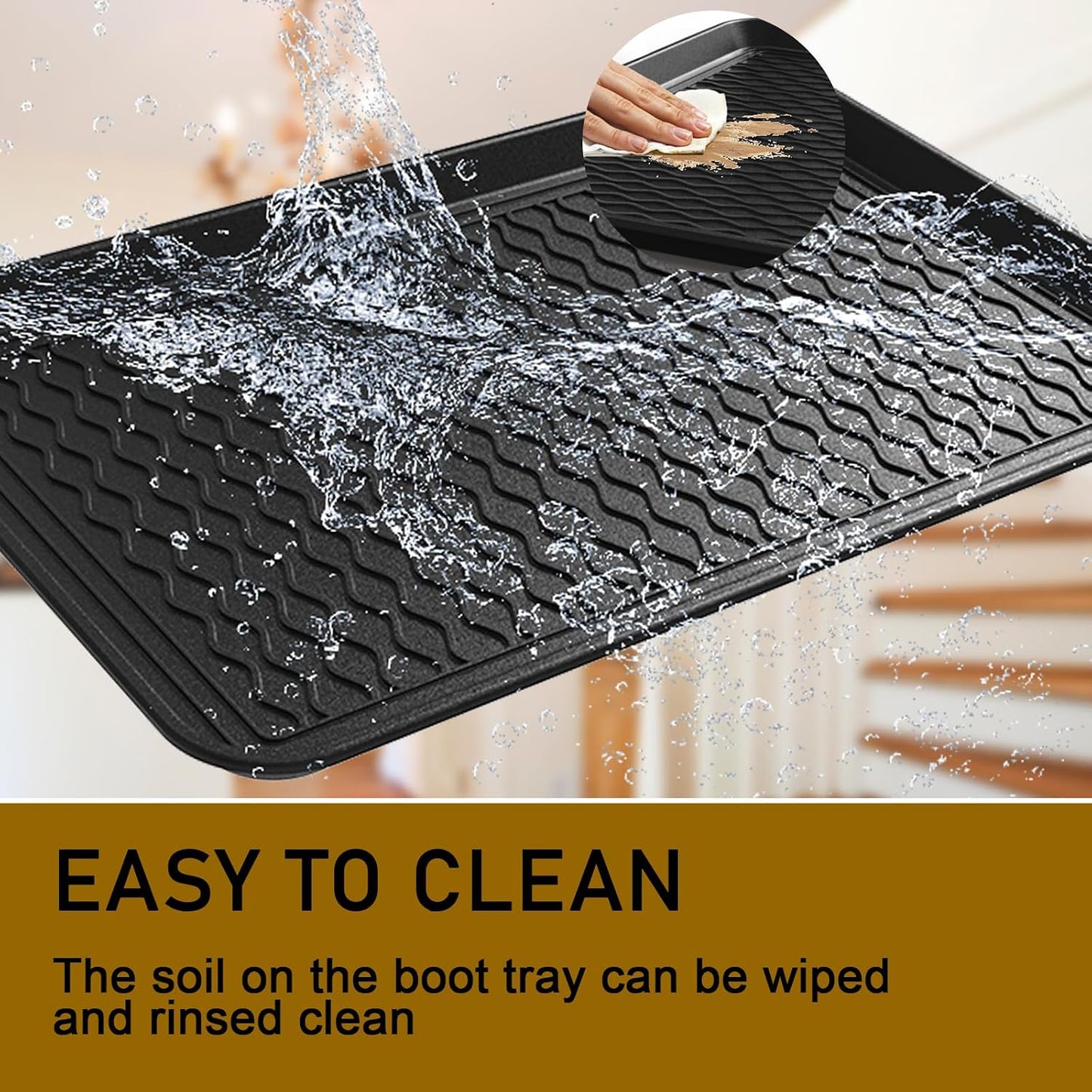 Boot Trays for Entryway, Multifunctional Shoe Mat with Cleaning Brush, Boot Tray for Shoes Plants Pots Pet Bowls