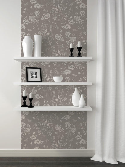 Peel and Stick Wallpaper Roll 17.5 x 216 Whispering Tales Design in Vinyl Sticker Paper for Accent Panels, Bedroom, Kitchen, Office or Shelf Liner