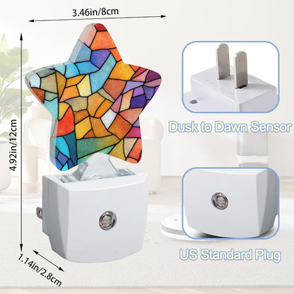 Lavender Butterfly Nightlight,Summer Flowers Star Night Lights Plug into Wall Decorations for Bedroom Bathroom,Dusk to Dawn Sensor Kitchen Hallway Stairs Energy Efficient Desk Lamp