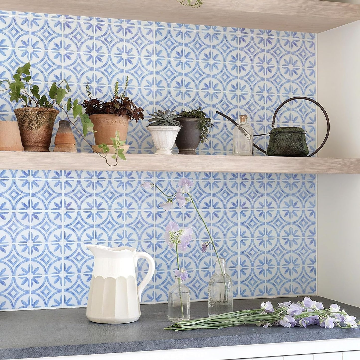 5 Sheets Peel and Stick Backsplash, Self Adhesive Wall Tiles, 3D Adhesive Tile Backsplash, 12"x12"Premium Self Adhesive Wall Tiles Peel and Stickfor Kitchen, Bathroom, RV(Spring Moss)
