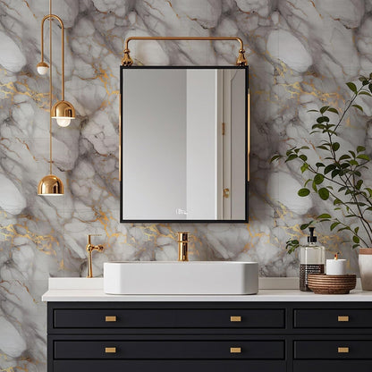Peel and Stick Tile Shower Waterproof Marble Tiles Wall Panels, 11.8"x11.8" Self-Adhesive Backsplash Tile, 20 Pack
