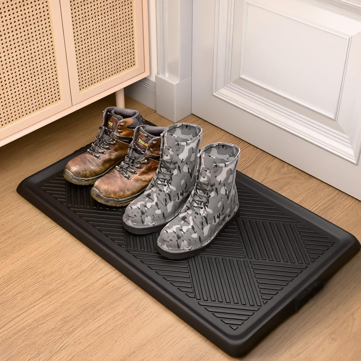 Boot Tray for Entryway, Multi-Purpose Shoe Tray with Lip, Rubber Mat for Shoe Organizer Indoor Outdoor Use, 27.5"x16"