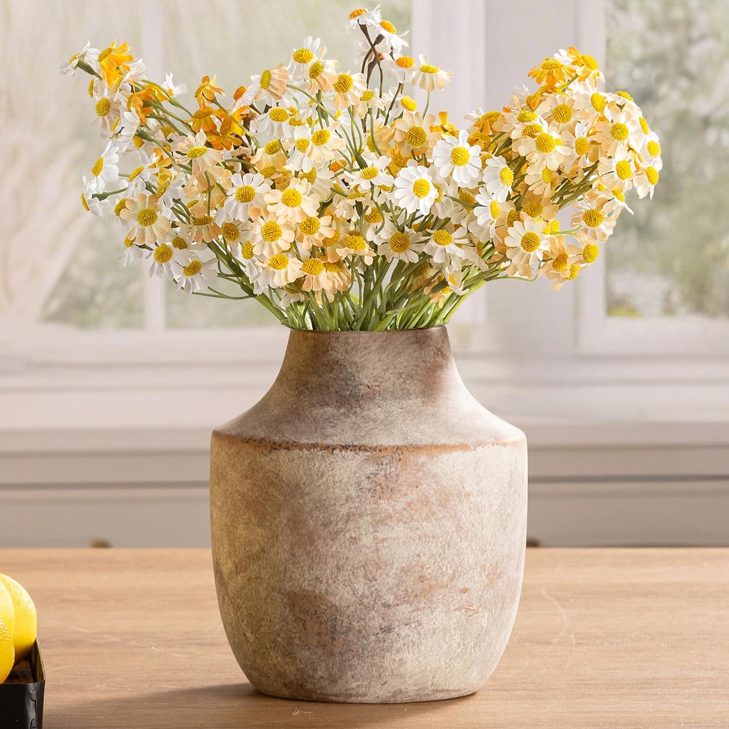 Ceramic Vase Set of 3, Modern Decorative Vases for Home Decor, Small Flower Pottery Vase Sets, Boho Farmhouse Rustic Vases for Living Room, Kitchen, Bedroom, Bathroom, Shelf, Table