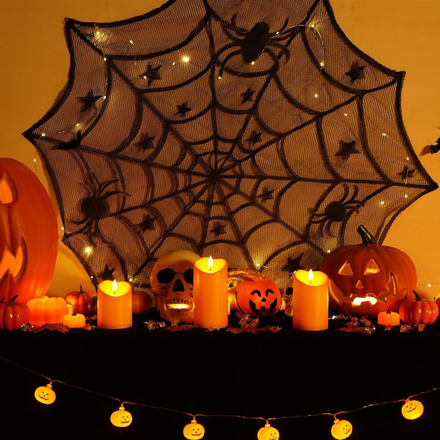 Homemory Black Flameless Candles, Halloween Candles Battery Operated with Remote and Timer, Flickering LED Pillar Candle for Theme Party, Holiday Decor, Set of 3