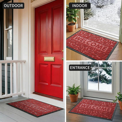 Yimobra Welcome Mat Outdoor 29.5x17, Waterproof Non-Slip Outdoor Mats for Front Door Outside Entrance, Low-Profile Entryway Mat Indoor for Garage Patio, Black