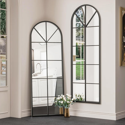 OGCAU Floor Full Length Mirror, 56"x20" Arched Full Body Mirror, Hanging or Leaning, Standing, Wall Mounted with Aluminum Frame for Bedroom Living Room, White