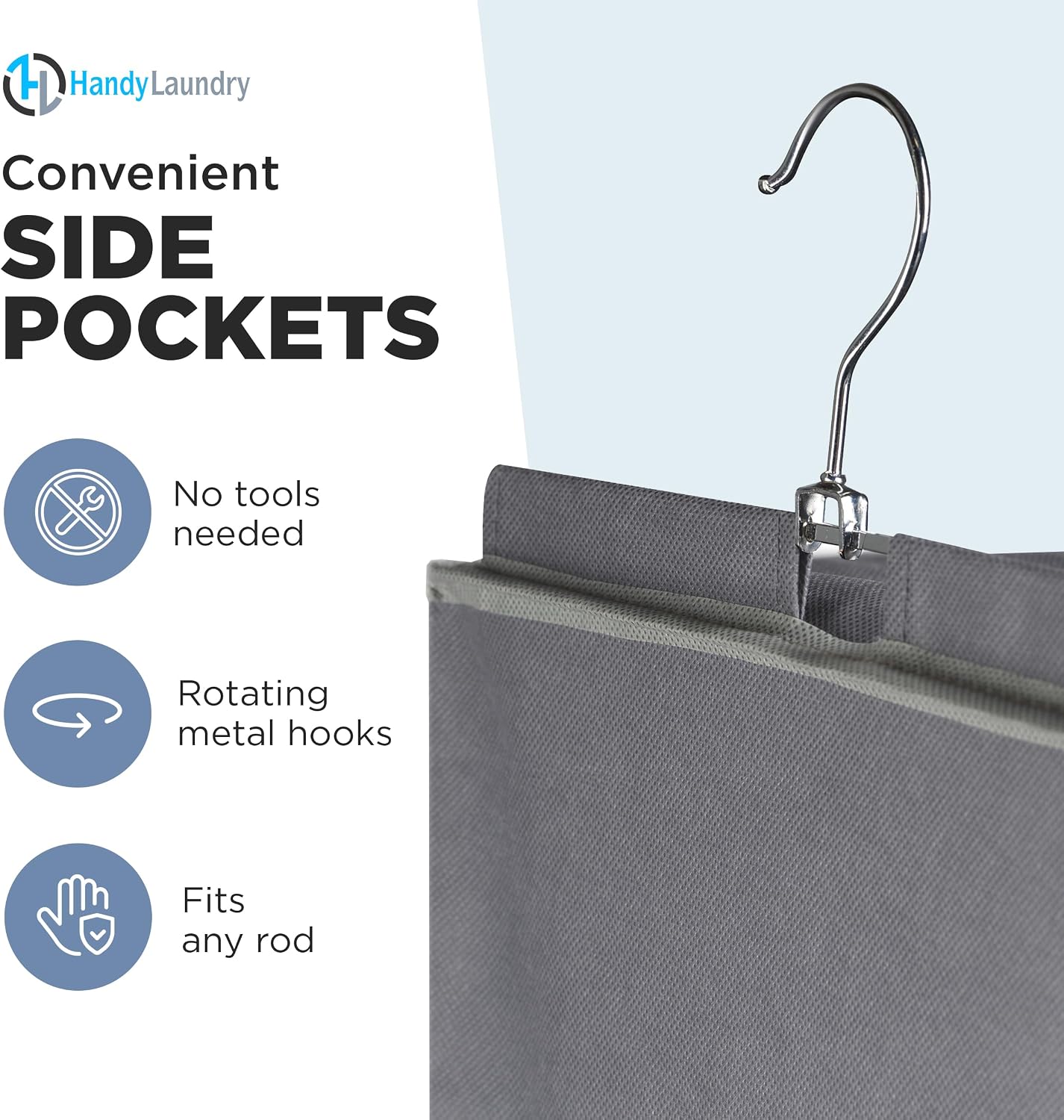 Handy Laundry Hanging Closet Organizer - 6 Shelf Storage for Clothes, Sweaters, Shoes & Accessories - Space-Saving Wardrobe Shelves with Hooks for Dorm, RV & Small Closet Organization (Beige)