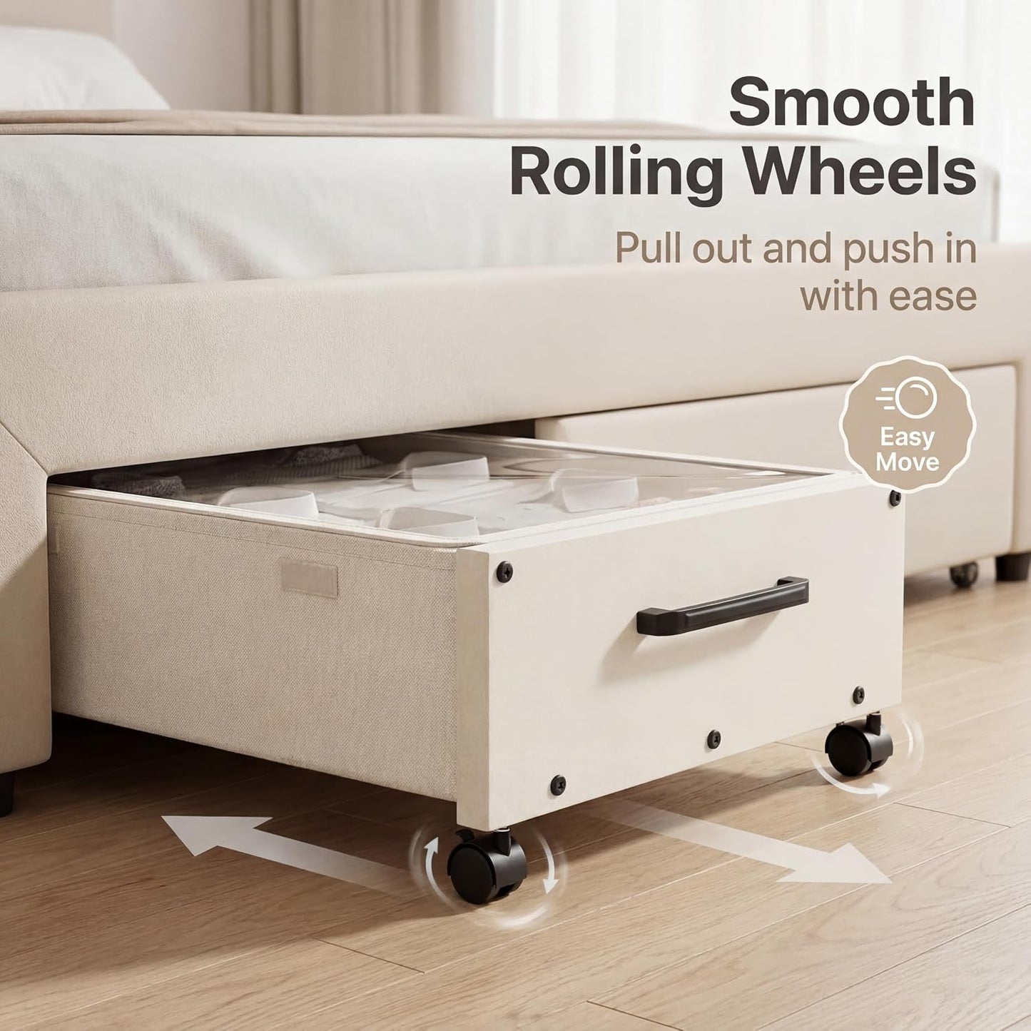 KITHELP Under Bed Storage Containers with Wheels, 2 Pack Underbed Shoe Storage Organizer with Removable Lids, Large Rolling Under Bed Storage Dresser Drawers for Clothes Toys Shoes Blankets
