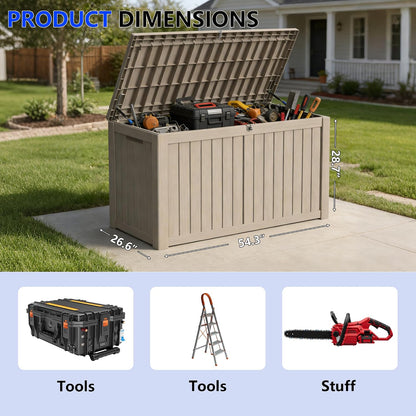 320 Gallon Outdoor Storage Box Resin Deck Box All Weather Waterproof Large Lockable Storage Container Deck Box for Patio Furniture, Garden Tools, Lockable, Black