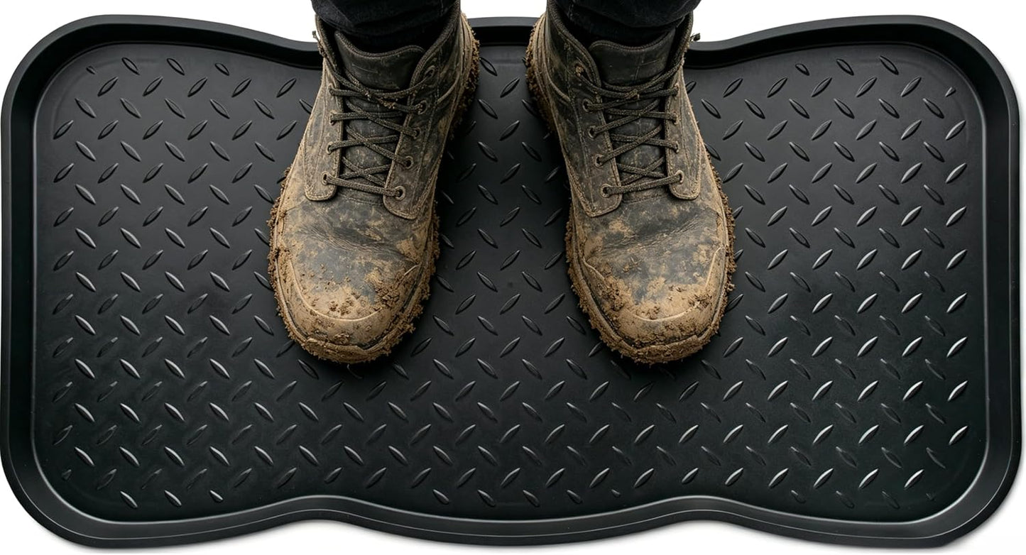Boot-Tray Mat with Lip Waterproof Shoe Mat Tray for Entryway Indoor Outdoor Multi Use Catch All Trays Entryway Shoe Storage 14.25x28 Inches