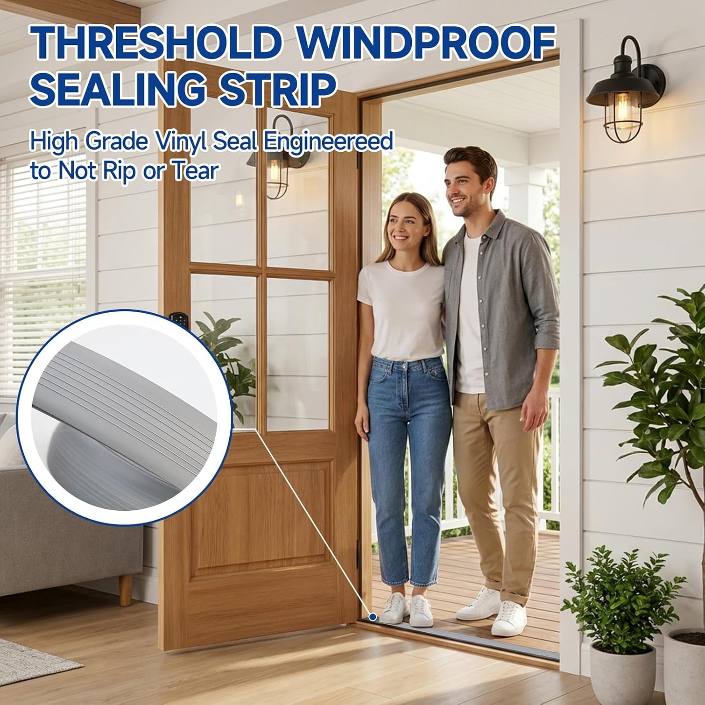 2 Pcs 39 Inch Vinyl Replacement Door Draft Stopper for Adjustable Height Aluminum Thresholds，Front Under Door Weather Stripping Seal