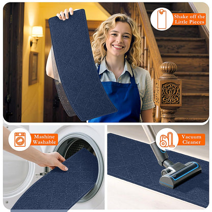Stair Treads for Wooden Steps 15 PCS - 8’’ x 30’’, Non Slip Stair Runner, Machine Washable Stair Rugs Strips for Kids Pets and Elderly, Indoor Carpet for Stairs (Grey)