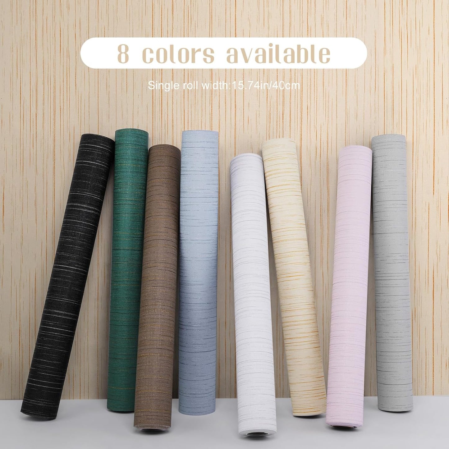 Light Blue Peel and Stick Grasscloth Texture Wallpaper 15.7"x120" Vintage Wallpaper Removable Waterproof