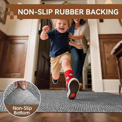 Indoor Door mat 17“ x 30”, Dirt Trapper Door Mat, Non-Slip Washable Entrance Mat, Dirt Resistant and Absorbent Welcome Mat,Low-Profile Doormat for Entryways, Front Doors, and Indoor Entrances, White