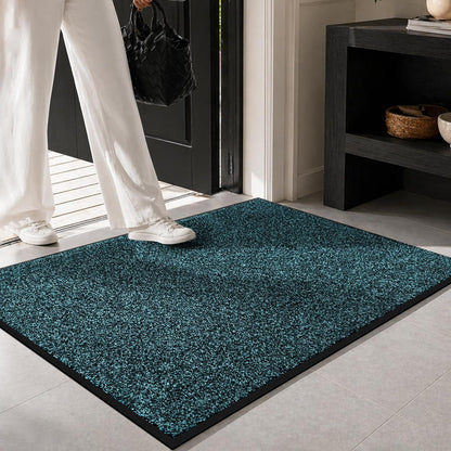 Mibao Front Door Mat, Dirt Trapper Welcome Mat for Outdoor Indoor, Non-Slip Waterproof Doormat, Durable Machine Washable Low Profile Entry Rug for Back Door Outside Patio Porch, 29.5" x 17", Grey