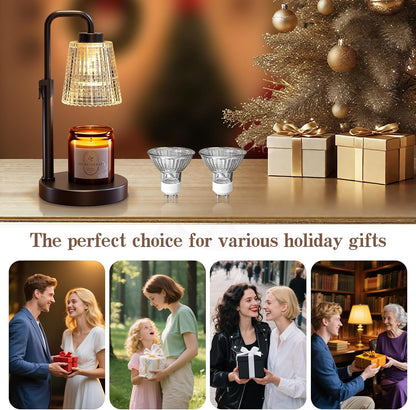 hyrion Candle Warmer Lamp with Timer Dimmable, Birthday Gifts for Women Mom, Adjustable Height Candle Warmer for Jar Candles, Flower Flameless Candle Lamps with 2 Bulbs, Housewarming, Home Decor