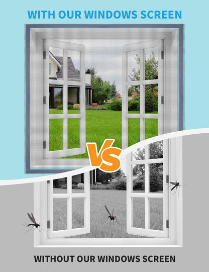 Homealexa DIY Window Screen Kit, Max 51"x 59" Adjustable Mosquito Mesh with Reinforced Edge, Thick Self-Adhesive Temporary Nylon Window Screens Replacement
