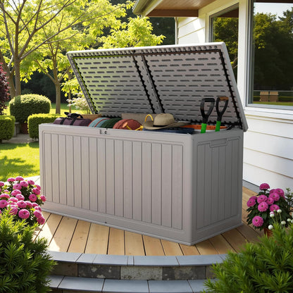 Devoko 30 Gallon Resin Deck Box Waterproof Outdoor Storage Box for Patio Furniture Pool Accessories Indoor Storage for Cushion Garden Tools (30 Gallon, Black)