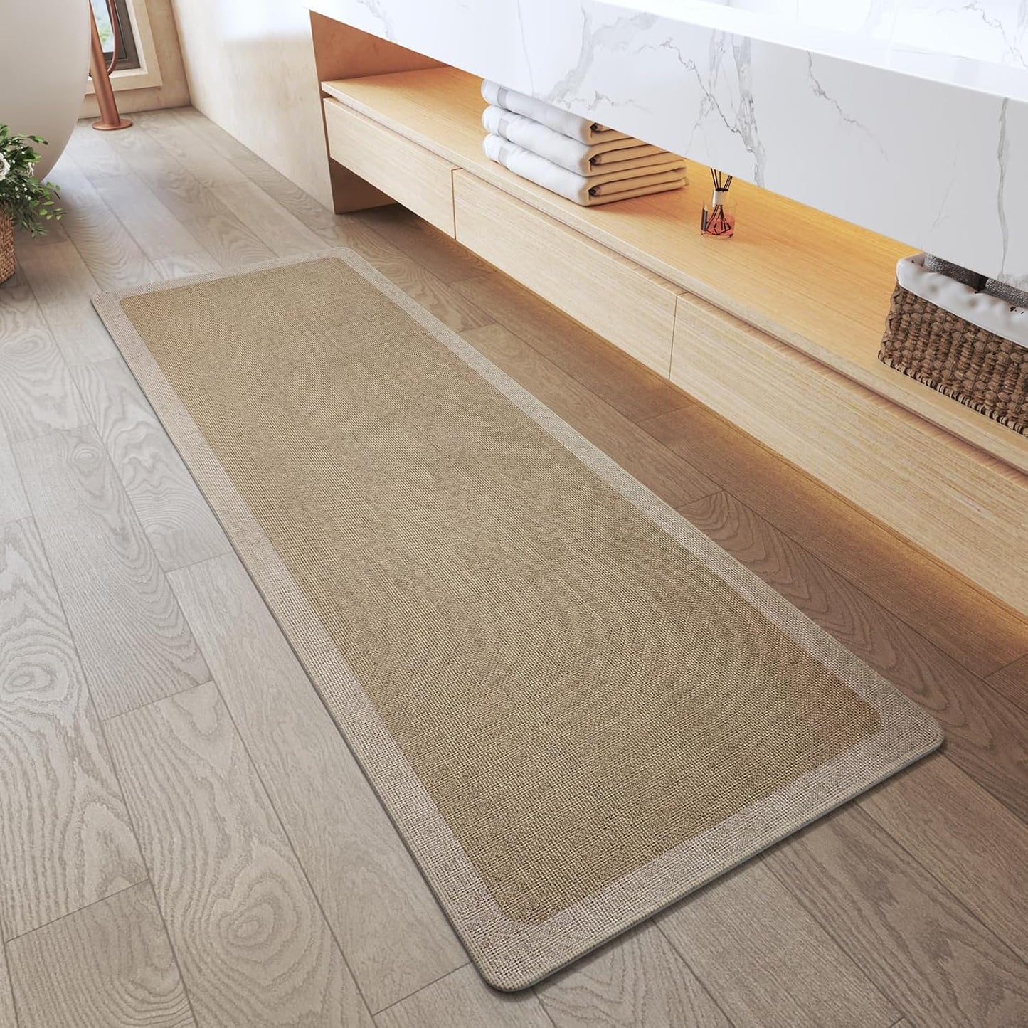 YDKGL Ultra Thin Bathroom Rugs Mat Quick Dry Absorbent Non Slip Bath Mat Bath Mats for Bathtub Mat Bathroom Carpet Fit Under Door Washable Floor Rubber Half Round Bath Rugs Grey 16x24